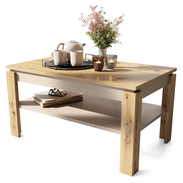 Mazzoni ASTI-R Artisan Tölgy/Bézs (Pezsgő) - MODERN DOHÁNYZÓASZTAL BŐVÍTHETŐ ASZTALLAPPAL