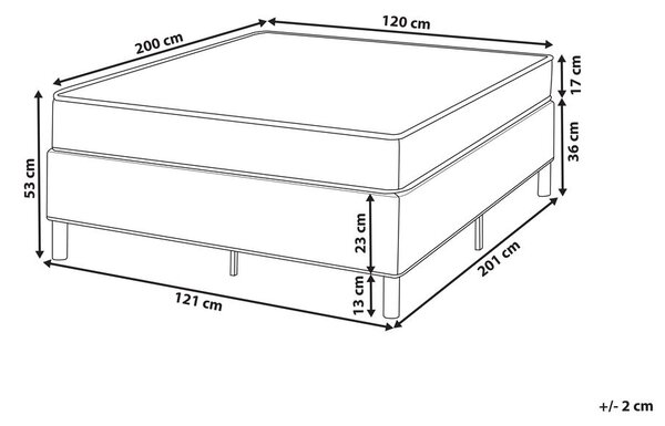 Fejtámla nélküli boxspring ágy COUNTESS 120 x 200 cm Világosszürke