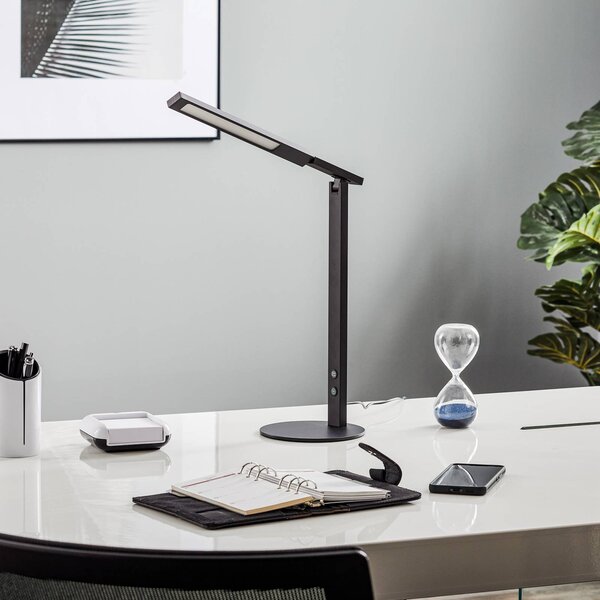Fabas Luce LED irodai világítás Ideális fényerőszabályozóval, fekete, dimmelhető, Fekete, Dolgozószoba / Iroda, Alumínium, Modern