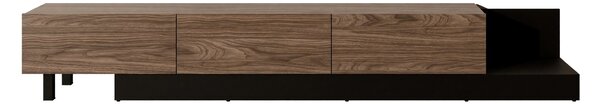 TV-állvány Charlotte 214, Laminált forgácslap, 38x215x39cm, Dió, Fekete