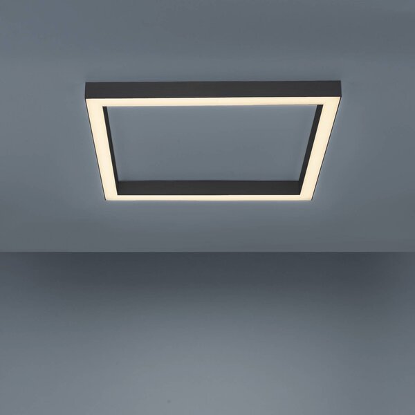 PURE LED mennyezeti lámpa Lines, 55x55 cm, antracit, CCT, távirányítós, dimmelhető, Fekete, Nappali / Étkező, Alumínium, Modern