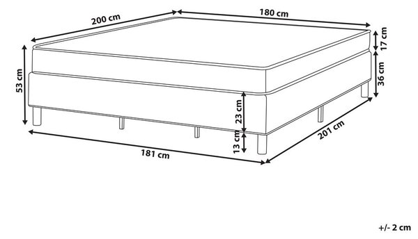 Fejtámla nélküli boxspring ágy COUNTESS 180 x 200 cm Világosszürke