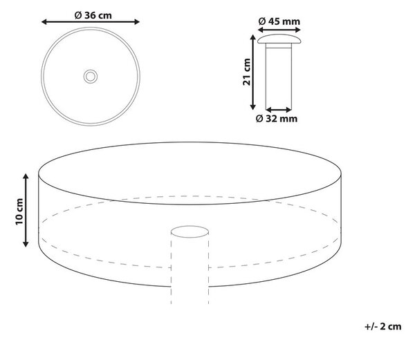 Pultra helyezhető mosdókagyló TOLOSA ⌀ 36 cm Öntött kő Türkiz