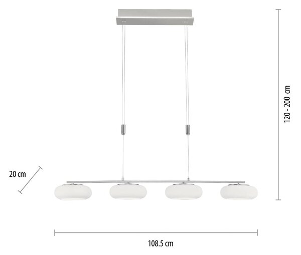 Q-Smart-Home Paul Neuhaus Q-ETIENNE LED függőlámpa, 4 izzós, dimmelhető, Alu / szürke / cink, Nappali / Étkező, fém, Modern