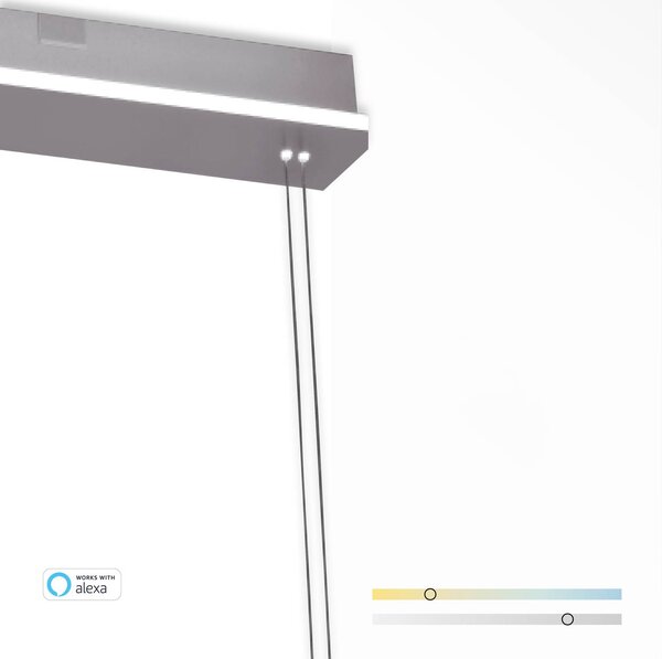 Q-Smart-Home Paul Neuhaus Q-ETIENNE LED függőlámpa, 4 izzós, dimmelhető, Alu / szürke / cink, Nappali / Étkező, fém, Modern