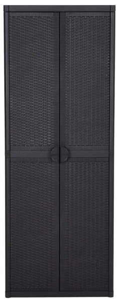 Kerti Tárolószekrény - PP Rattan - Fekete - 65x45x172 cm
