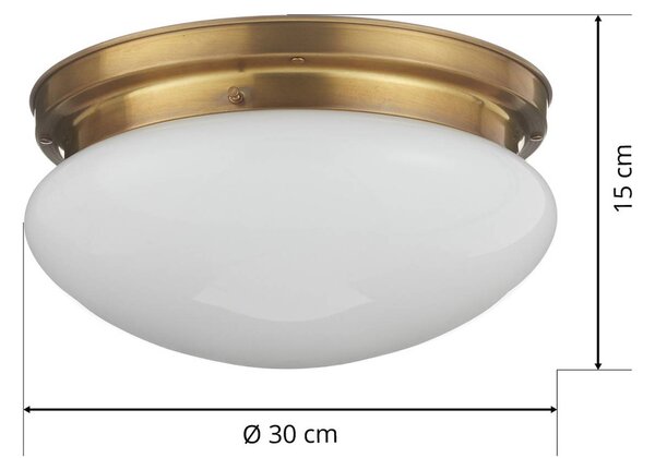 Berliner Messinglampen Klasszikus mennyezeti lámpa Harry, Ø 30 cm, dimmelhető, Sárgaréz / arany, Nappali / Étkező, fém, Antik