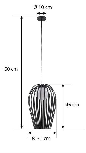 Lucande Marrin kültéri függesztett lámpa, fekete, fém, Ø 31 cm, dimmelhető, Fekete, Nappali / Étkező, fém, Modern