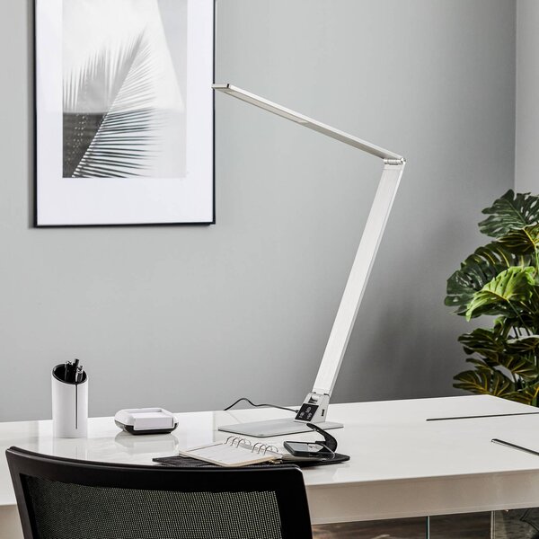 Fabas Luce Lapos LED asztali lámpa Wasp alumíniumból, dimmelhető, Alu / szürke / cink, Dolgozószoba / Iroda, Alumínium, Modern