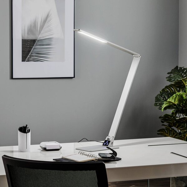 Fabas Luce Lapos LED asztali lámpa Wasp alumíniumból, dimmelhető, Alu / szürke / cink, Dolgozószoba / Iroda, Alumínium, Modern