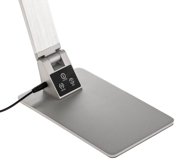 Fabas Luce Lapos LED asztali lámpa Wasp alumíniumból, dimmelhető, Alu / szürke / cink, Dolgozószoba / Iroda, Alumínium, Modern