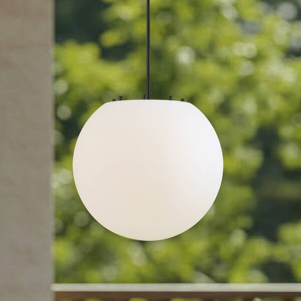 Lindby Alea kültéri függesztett lámpa, fehér, műanyag, Ø 38 cm, dimmelhető, Fehér / opál, Műanyag, Modern