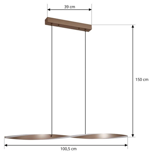 Lindby LED lógó világítás Jaren, fekete/barna, 100 cm, CCT, Barna / rozsda, Nappali / Étkező, fém, Modern