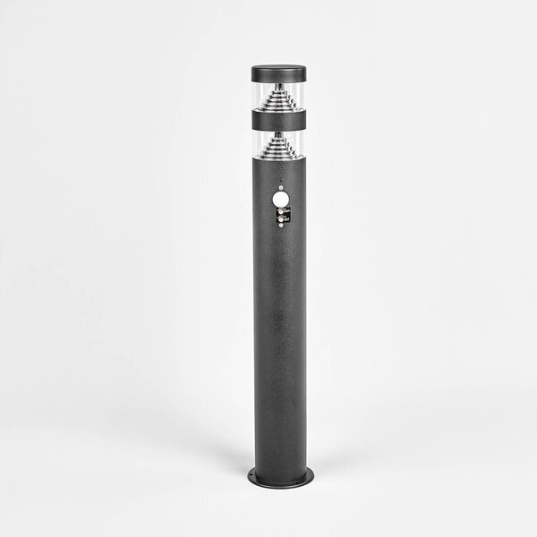 Lindby LED ösvény lámpa Lanea, 60 cm, fekete, érzékelő, IP44, Fekete, Rozsdamentes acél, Modern