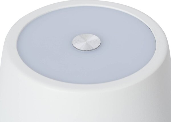 Lindby LED-es újratölthető asztali lámpa Janea CROSS, fehér, fém, dimmelhető, Fehér / opál, fém, Modern