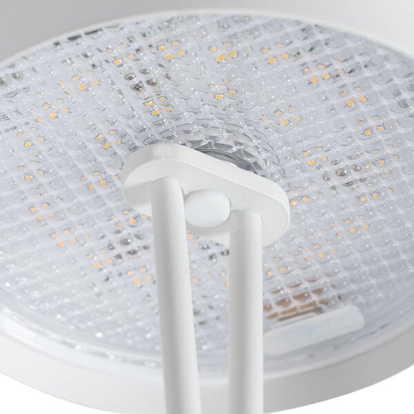 Lindby LED-es újratölthető asztali lámpa Janea CROSS, fehér, fém, dimmelhető, Fehér / opál, fém, Modern