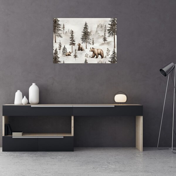 Kép - Erdő medvékkel (70x50 cm)