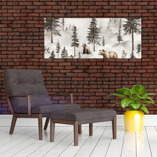 Kép - Erdő medvékkel (120x50 cm)