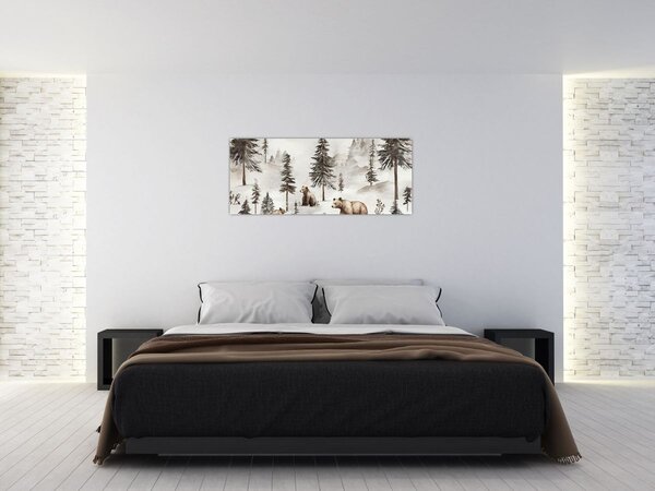 Kép - Erdő medvékkel (120x50 cm)