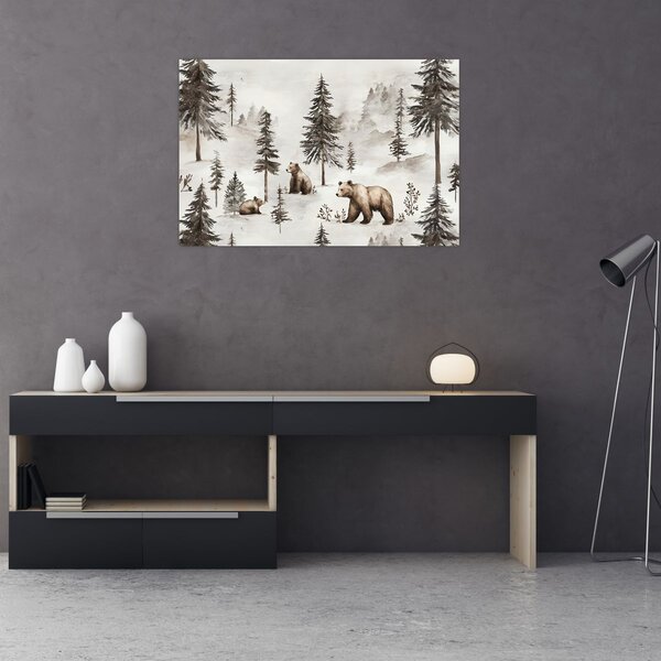 Kép - Erdő medvékkel (90x60 cm)
