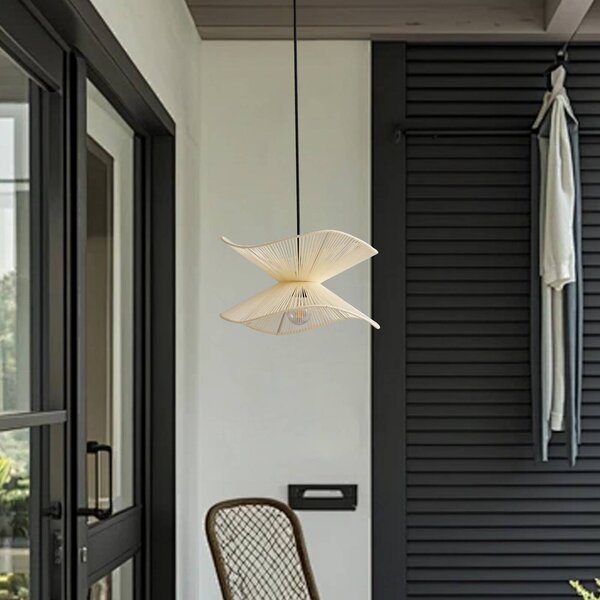 Lindby kültéri függőlámpa Valdorin, bézs, pamut, Ø 40cm, dimmelhető, Krém / borostyánsárga, Textil / szövet / selyem, Modern
