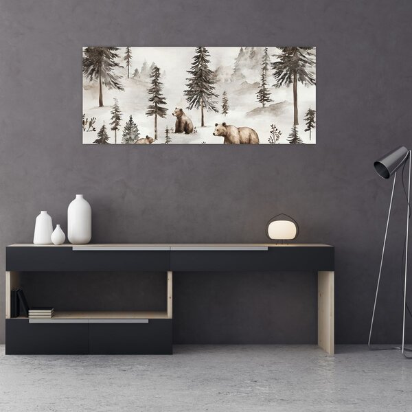 Kép - Erdő medvékkel (120x50 cm)