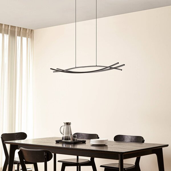 Lucande LED lógó világítás Sayori, 98 cm, fekete, dimmelhető, dimmelhető, Fekete, Nappali / Étkező, fém, Modern