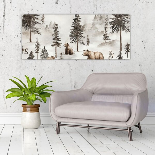 Kép - Erdő medvékkel (120x50 cm)