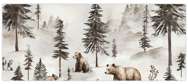 Kép - Erdő medvékkel (120x50 cm)