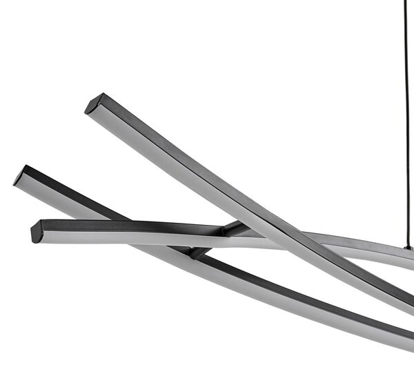 Lucande LED lógó világítás Sayori, 98 cm, fekete, dimmelhető, dimmelhető, Fekete, Nappali / Étkező, fém, Modern