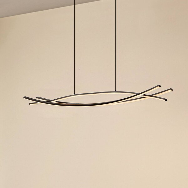 Lucande LED lógó világítás Sayori, 98 cm, fekete, dimmelhető, dimmelhető, Fekete, Nappali / Étkező, fém, Modern
