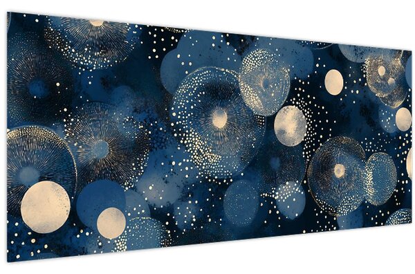 Kép - Kék-arany gyűrűk (120x50 cm)