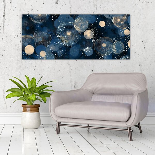 Kép - Kék-arany gyűrűk (120x50 cm)