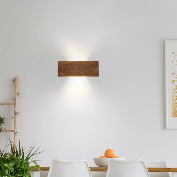 Paul Neuhaus Palma LED fali lámpa fa 32 cm, Sötét fa, Nappali / Étkező, Fa, Modern
