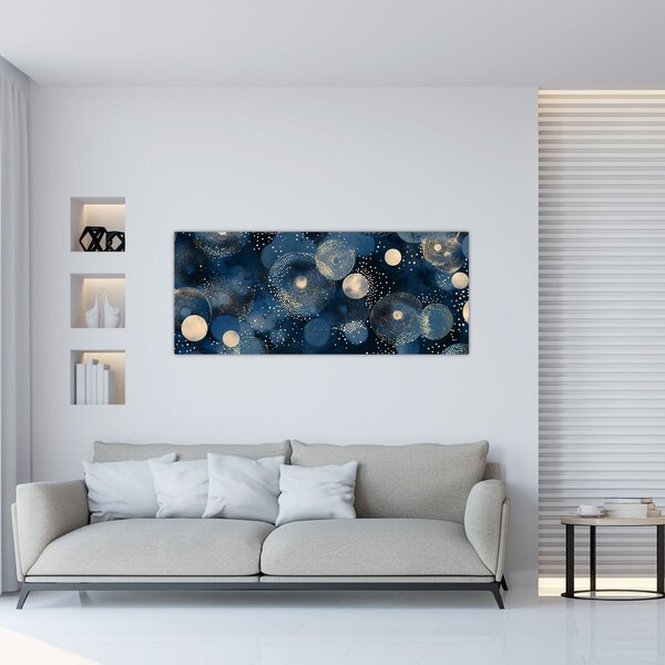 Kép - Kék-arany gyűrűk (120x50 cm)