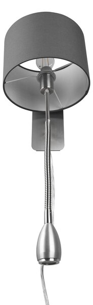 Trio Lighting Szállodai fali lámpa LED olvasólámpával, kerek, szürke, Alu / szürke / cink, Hálószoba, fém, Modern