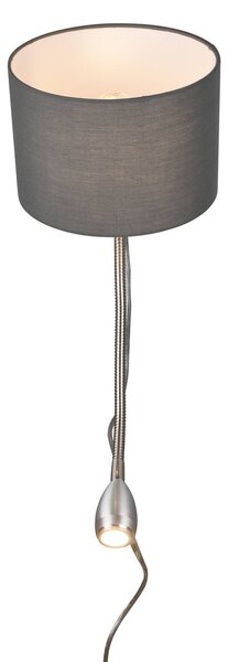 Trio Lighting Szállodai fali lámpa LED olvasólámpával, kerek, szürke, Alu / szürke / cink, Hálószoba, fém, Modern