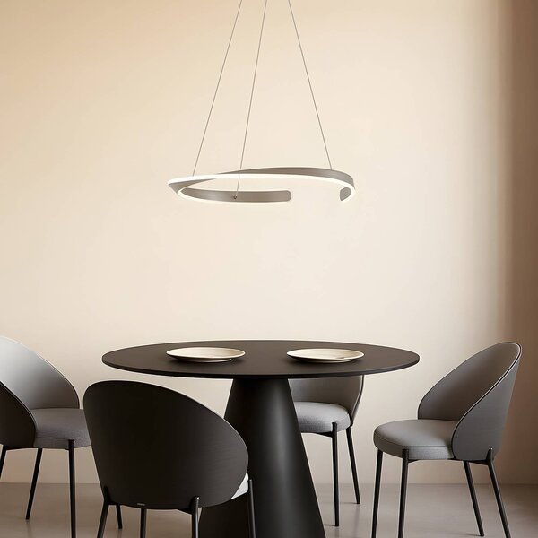 Lucande LED lógó világítás Eloura, ezüst, Ø58cm, fém, CCT, Alu / szürke / cink, Nappali / Étkező, fém, Modern