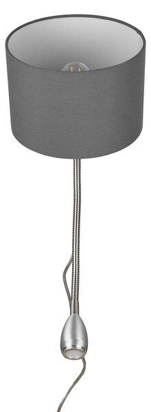 Trio Lighting Szállodai fali lámpa LED olvasólámpával, kerek, szürke, Alu / szürke / cink, Hálószoba, fém, Modern