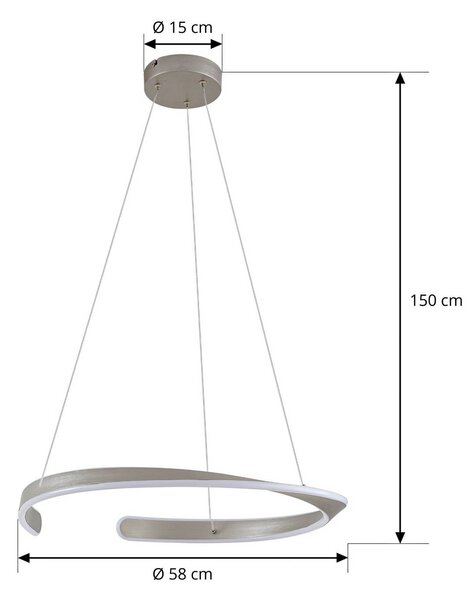 Lucande LED lógó világítás Eloura, ezüst, Ø58cm, fém, CCT, Alu / szürke / cink, Nappali / Étkező, fém, Modern