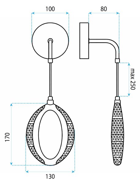 Toolight Toollight, LED fali lámpa G175-W, fényes arany, OSW-07819