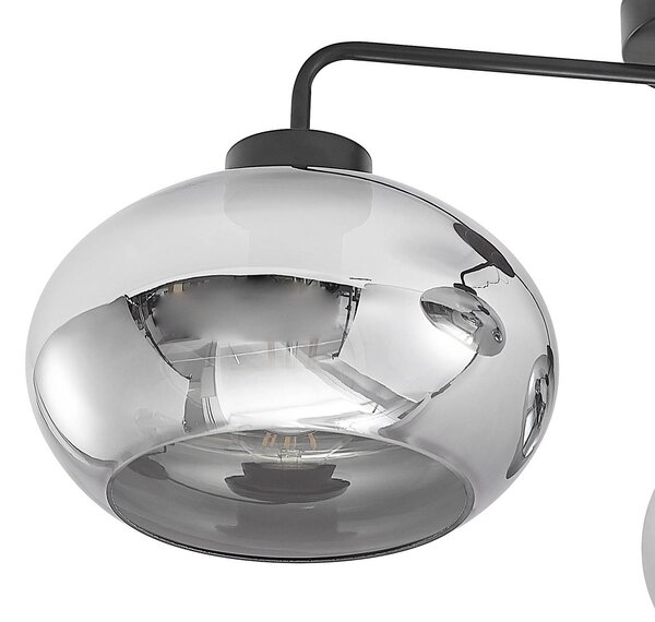 Lindby mennyezeti lámpa Navidia, Ø 67 cm, fekete, füstölt üveg, dimmelhető, Fekete, Nappali / Étkező, fém, Modern