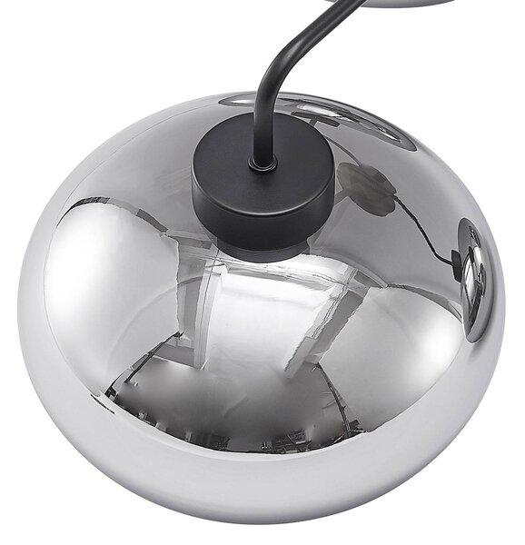 Lindby mennyezeti lámpa Navidia, Ø 67 cm, fekete, füstölt üveg, dimmelhető, Fekete, Nappali / Étkező, fém, Modern
