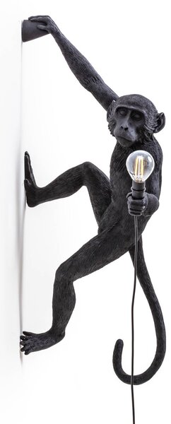 SELETTI Monkey Lamp dekoratív fali lámpa jobbra fekete, Fekete, Műanyag, Dizájn