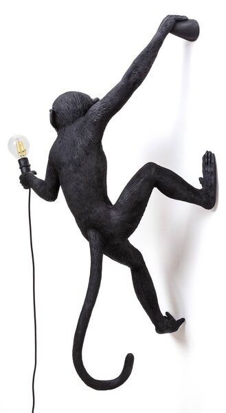 SELETTI Monkey Lamp dekoratív fali lámpa jobbra fekete, Fekete, Műanyag, Dizájn