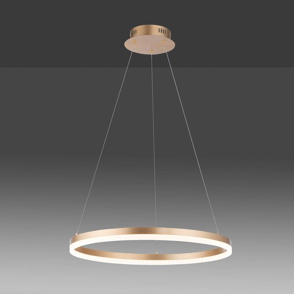 Paul Neuhaus LED-es függőlámpa Titus, Ø 60 cm, sárgaréz, fényerőszabályzóval, dimmelhető, Sárgaréz / arany, Nappali / Étkező, Alumínium, Modern