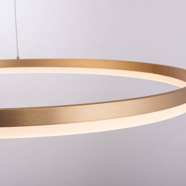 Paul Neuhaus LED-es függőlámpa Titus, Ø 80 cm, sárgaréz, fényerőszabályozó, dimmelhető, Sárgaréz / arany, Nappali / Étkező, Alumínium, Modern