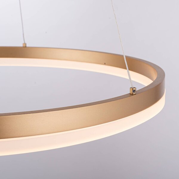 Paul Neuhaus LED-es függőlámpa Titus, Ø 60 cm, sárgaréz, fényerőszabályzóval, dimmelhető, Sárgaréz / arany, Nappali / Étkező, Alumínium, Modern