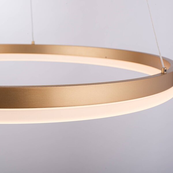 Paul Neuhaus LED-es függőlámpa Titus, Ø 60 cm, sárgaréz, fényerőszabályzóval, dimmelhető, Sárgaréz / arany, Nappali / Étkező, Alumínium, Modern