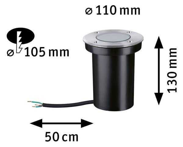 Paulmann LED padlóba süllyesztett spotlámpá 94732, Ø 11 cm, rozsdamentes acél, Alu / szürke / cink, Rozsdamentes acél